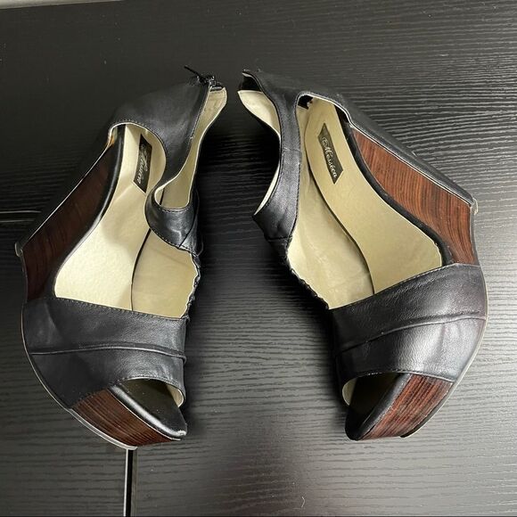 Messeca New York Cecilia Black Leather Platform Wedges. 9.5 - Picture 12 of 16